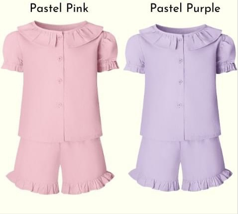 Custom Design Frill Linen Top And Shorts Pjyamas