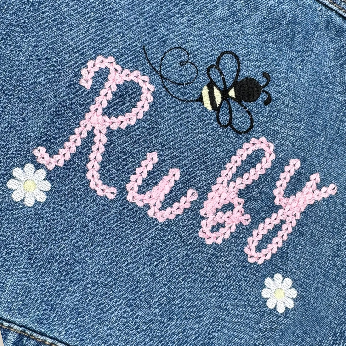 Personalised Denim Jacket Heart Pockets