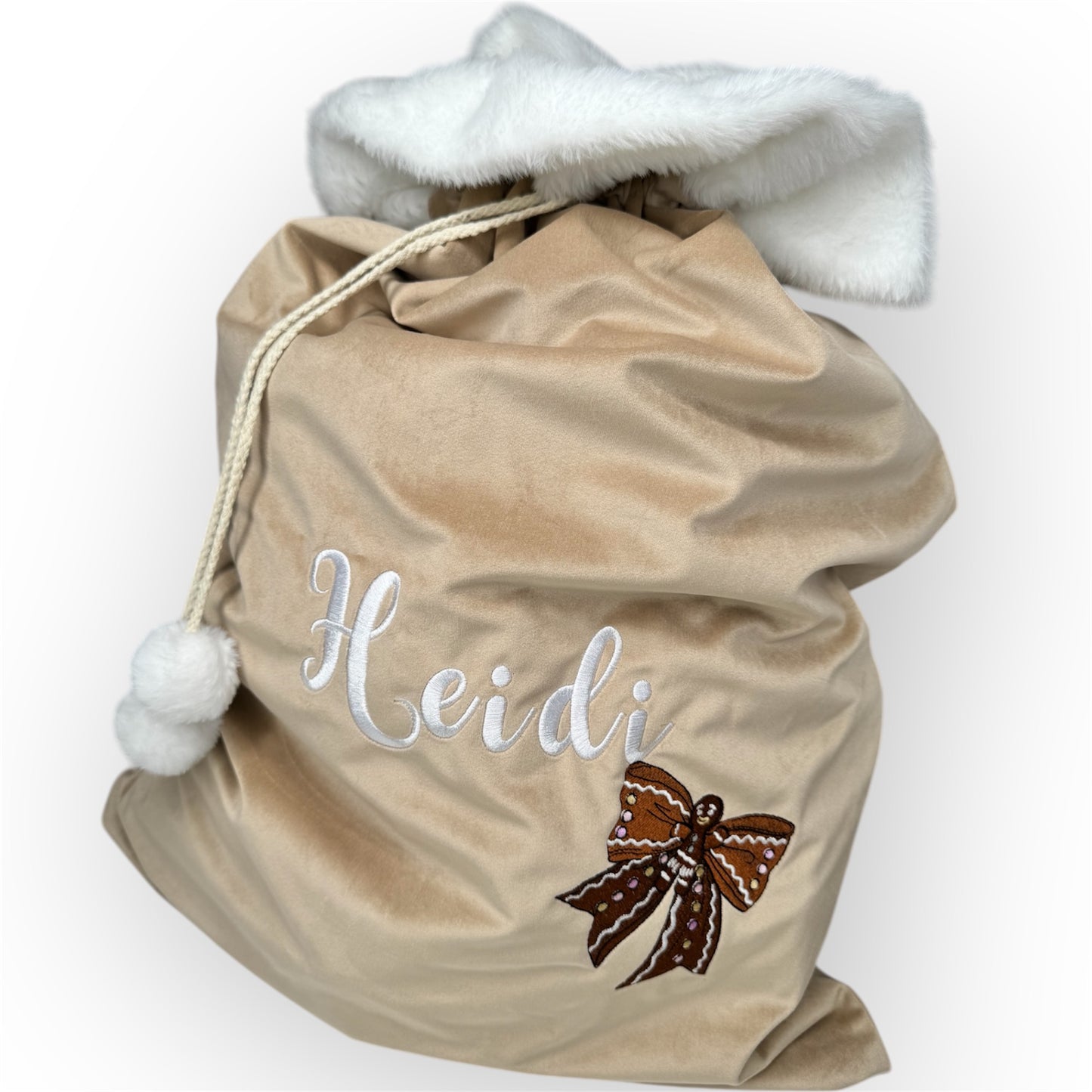 Christmas Gingerbread Bow Sack
