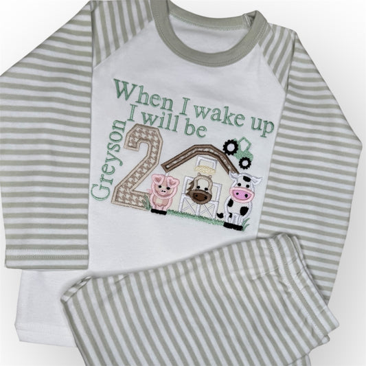 Farm Animals Appliqué Birthday Pjyamas