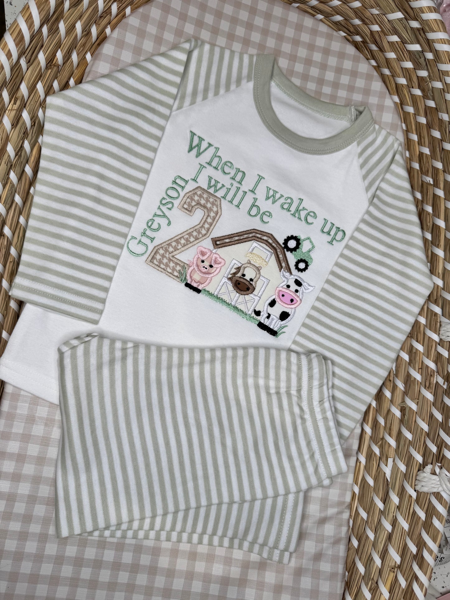 Farm Animals Appliqué Birthday Pjyamas