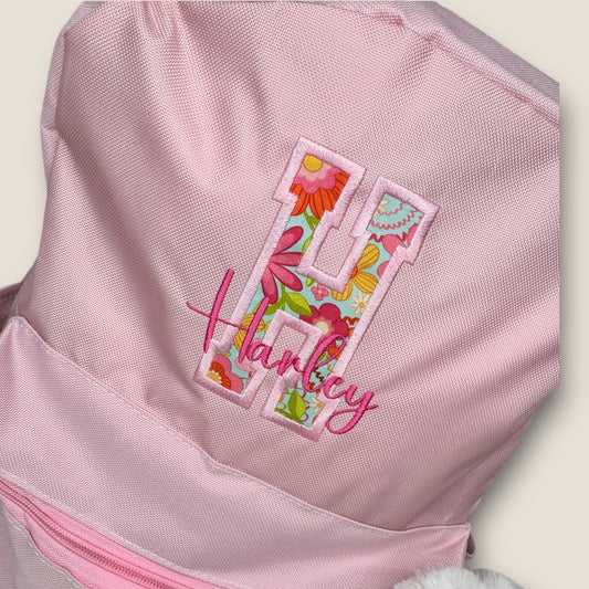 Personalised Initial Applique Flower Backpack