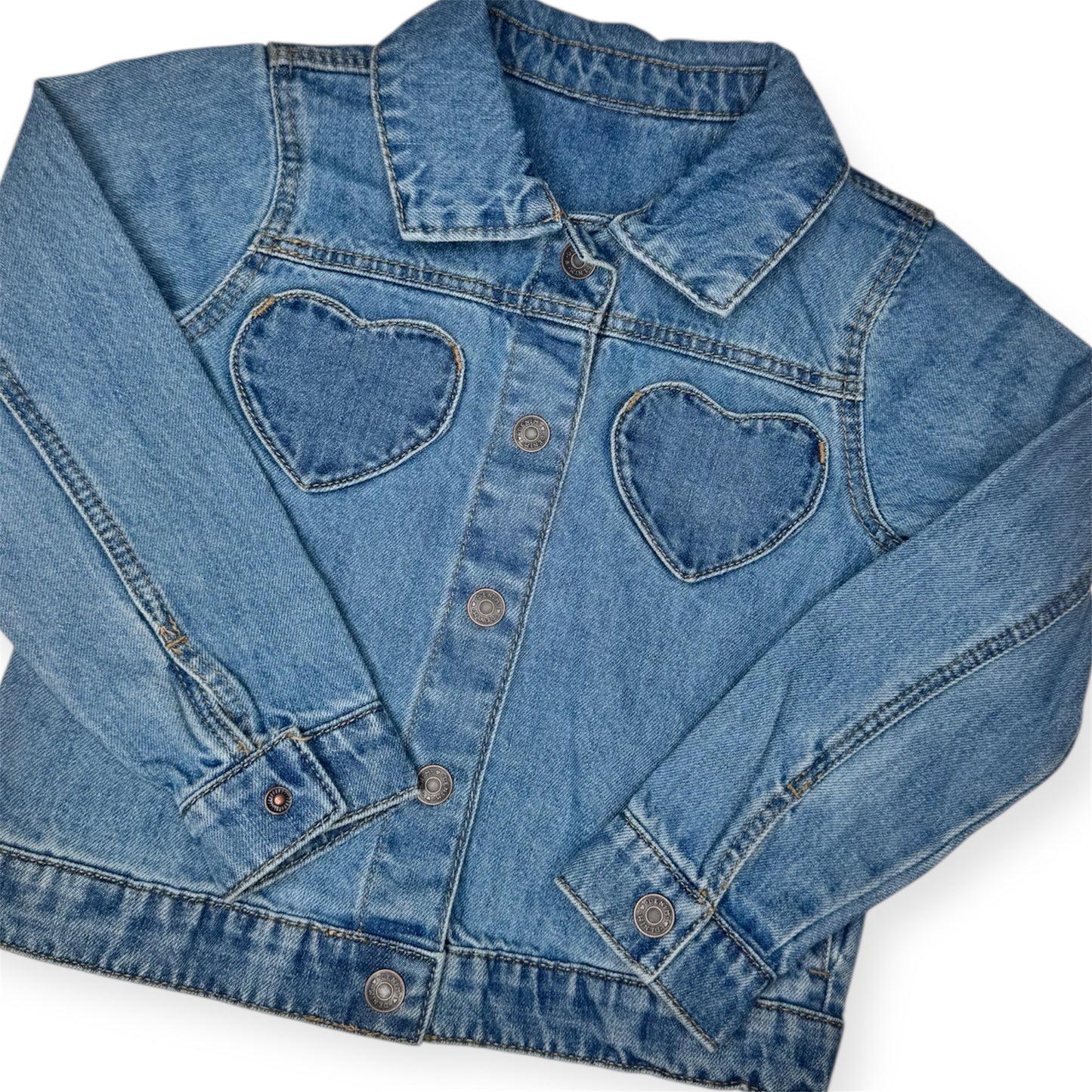 Personalised Denim Jacket Heart Pockets