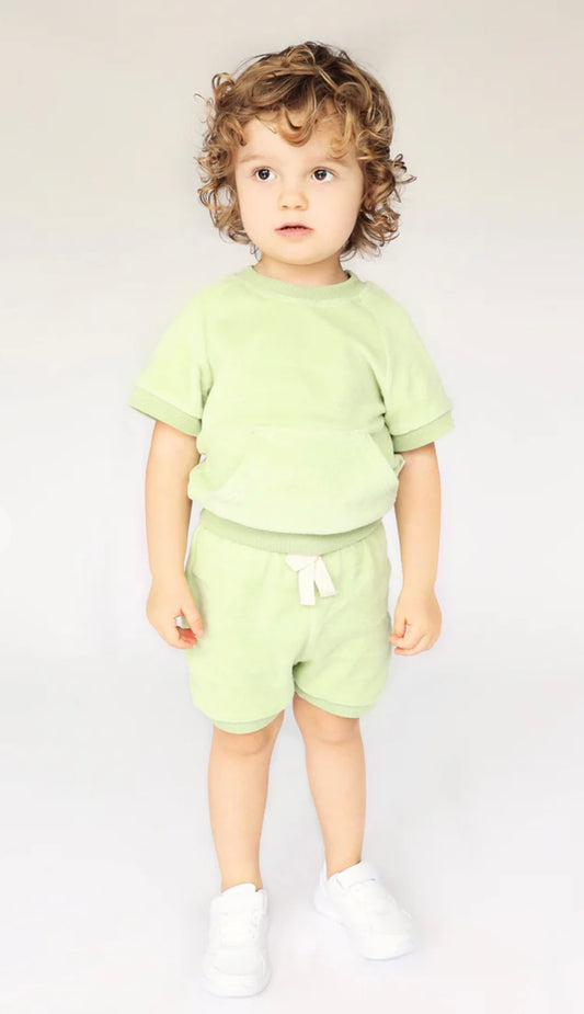Towelling Cotton Summer Top And Shorts Set