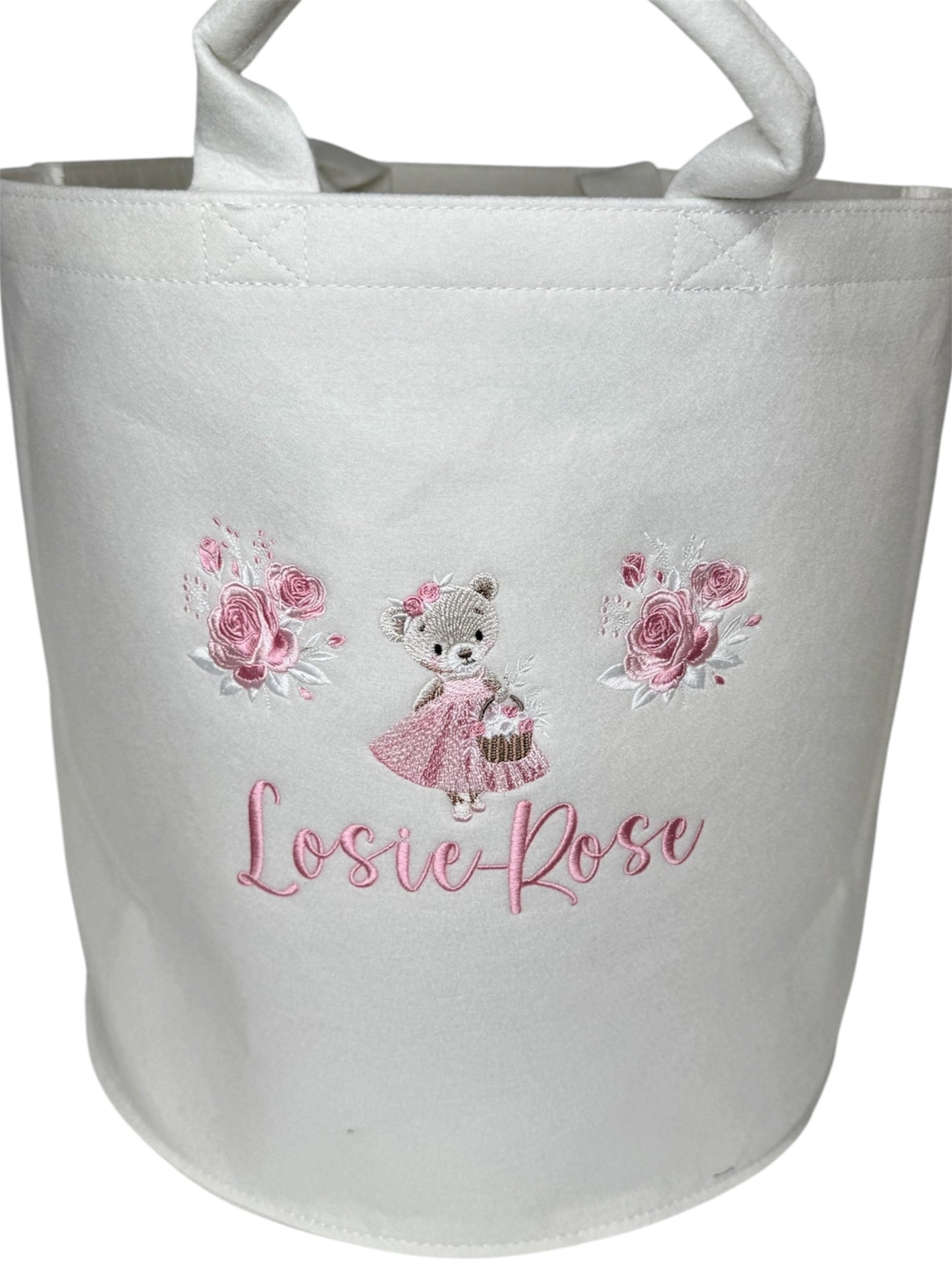 Personalised Pretty Bear Felt Trug Medium 50L