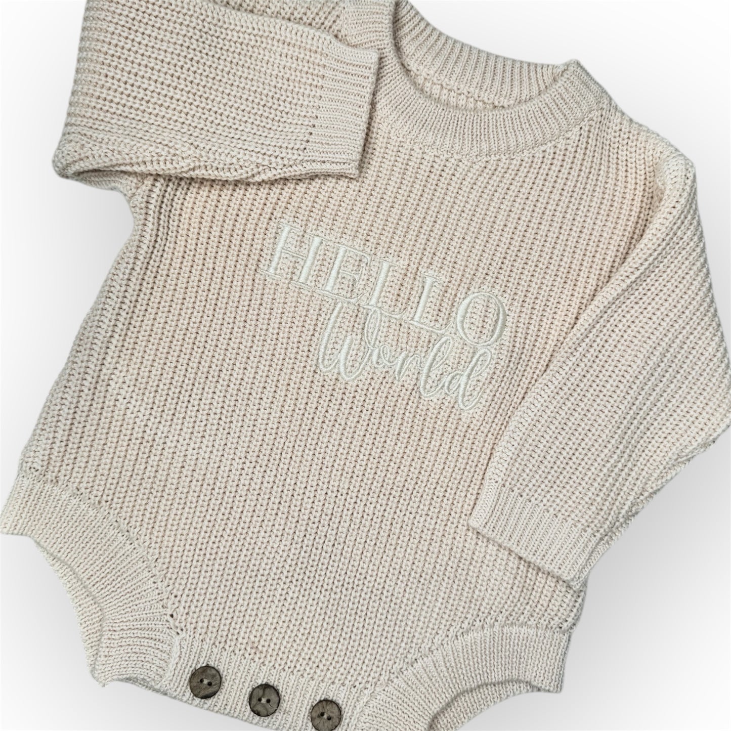Hello World Knitted Romper