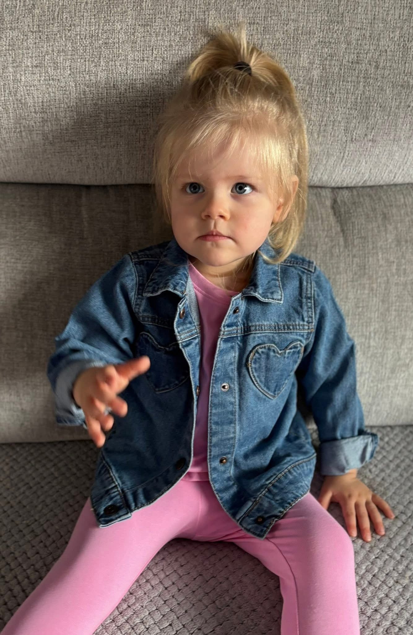 Personalised Denim Jacket Heart Pockets