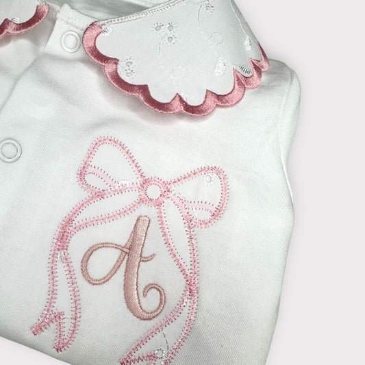 Bow Personalised Sleepsuit Collar