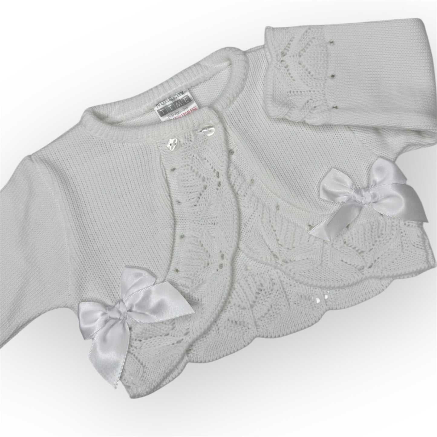 Mini White Bow Cardigan Personalised