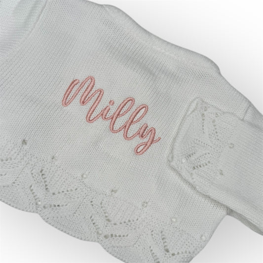 Mini White Bow Cardigan Personalised