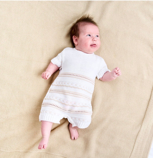 Knitted Dandelion Pointelle Romper