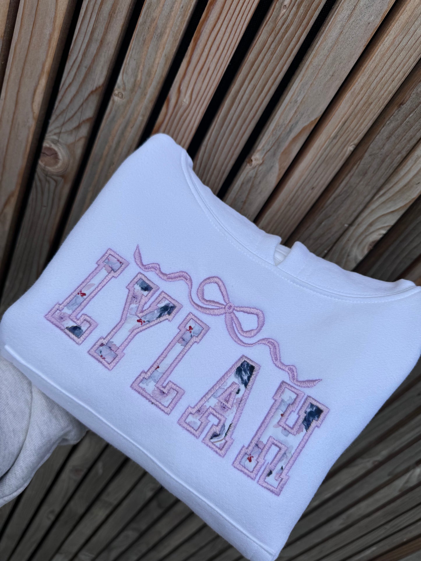 Appliqué Personalised Lilac Bow Hoodie