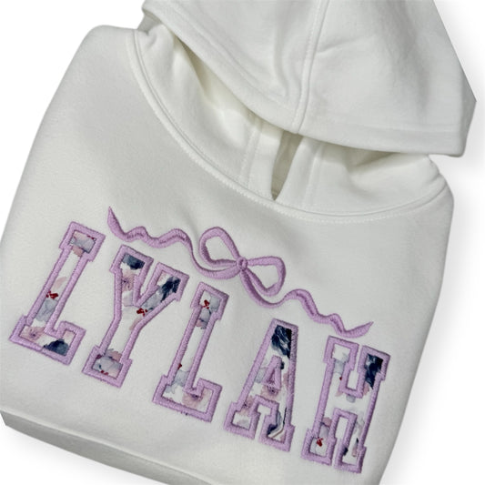 Appliqué Personalised Lilac Bow Hoodie