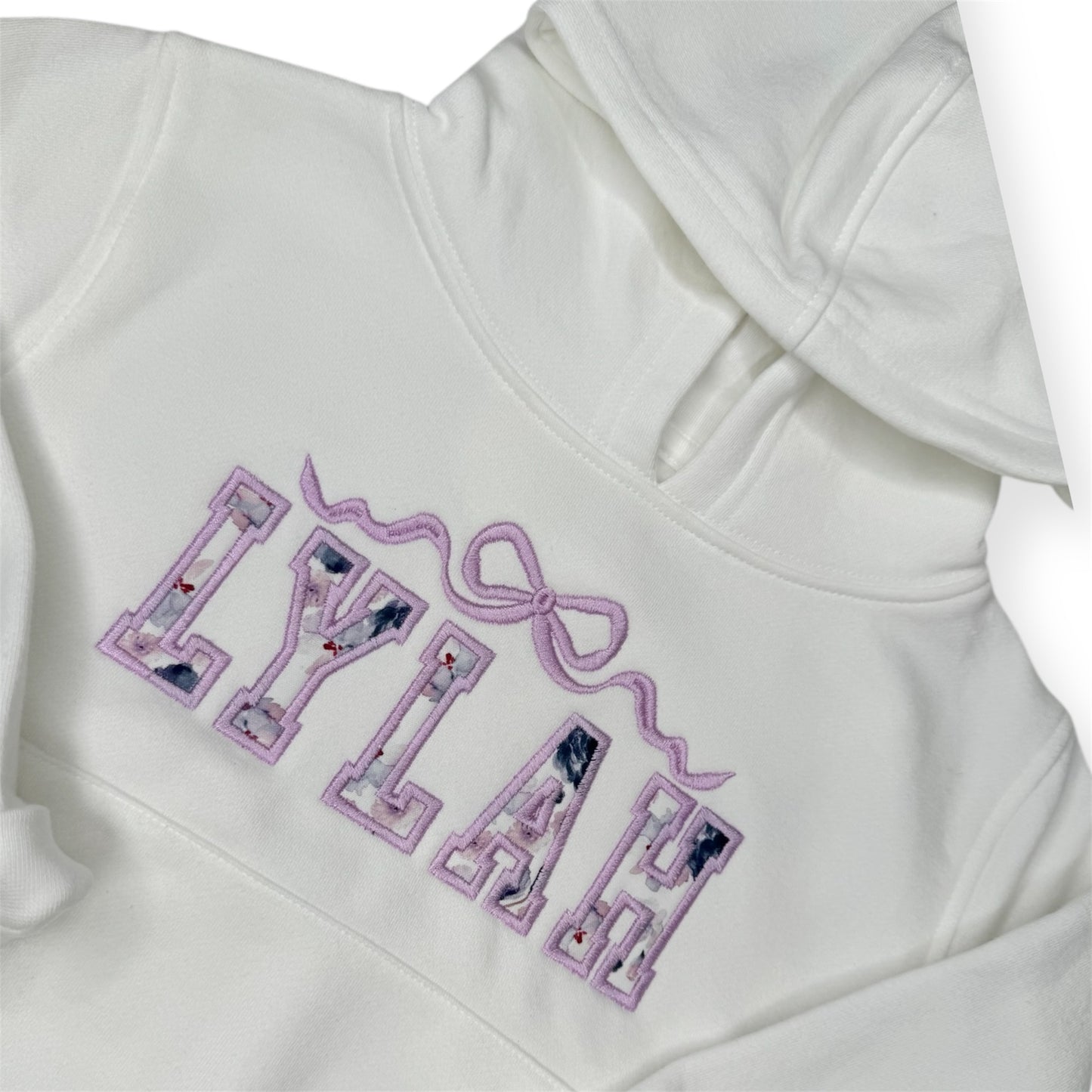 Appliqué Personalised Lilac Bow Hoodie