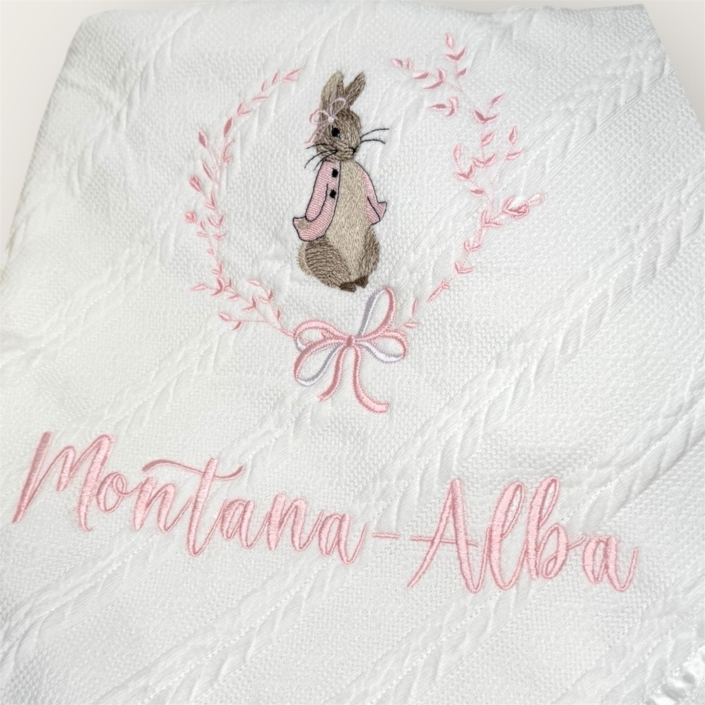 Personalised Bunny Embroidered Blanket