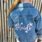 Personalised Denim Jacket Heart Pockets
