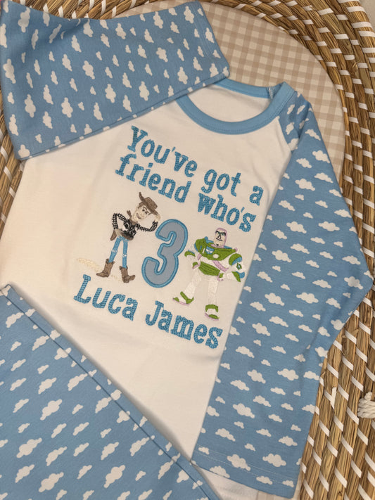 Toy Story inspired Cowboy Font Birthday Pjyamas