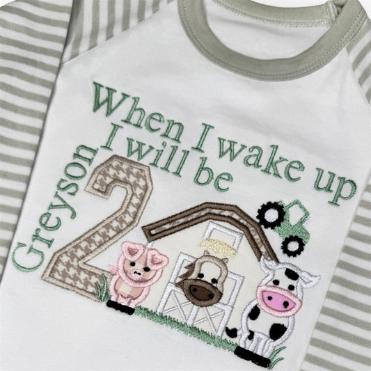Farm Animals Appliqué Birthday Pjyamas
