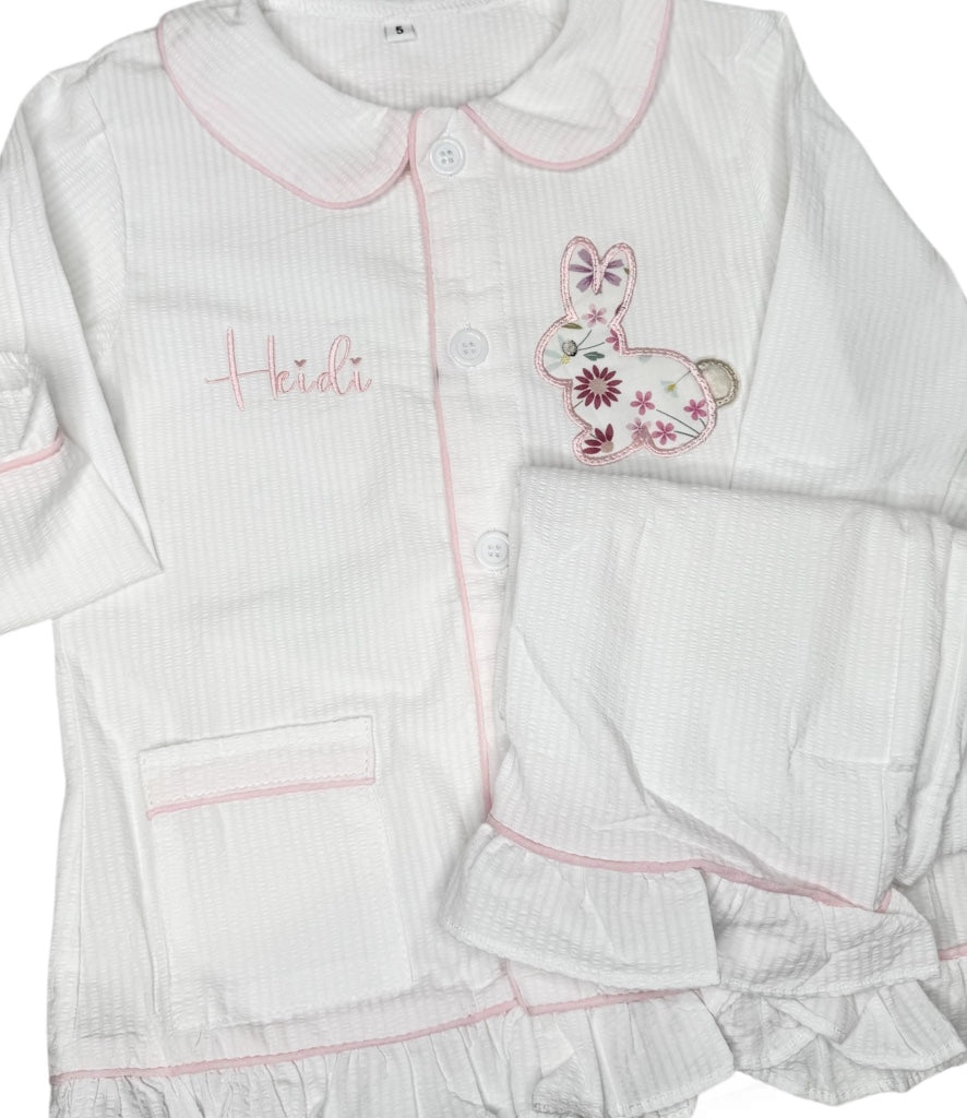Frill Bunny Flower Personalised Pjyamas