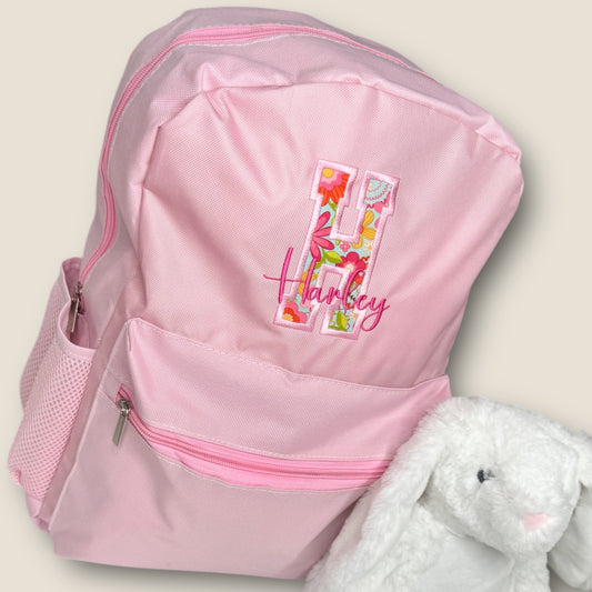 Personalised Initial Applique Flower Backpack