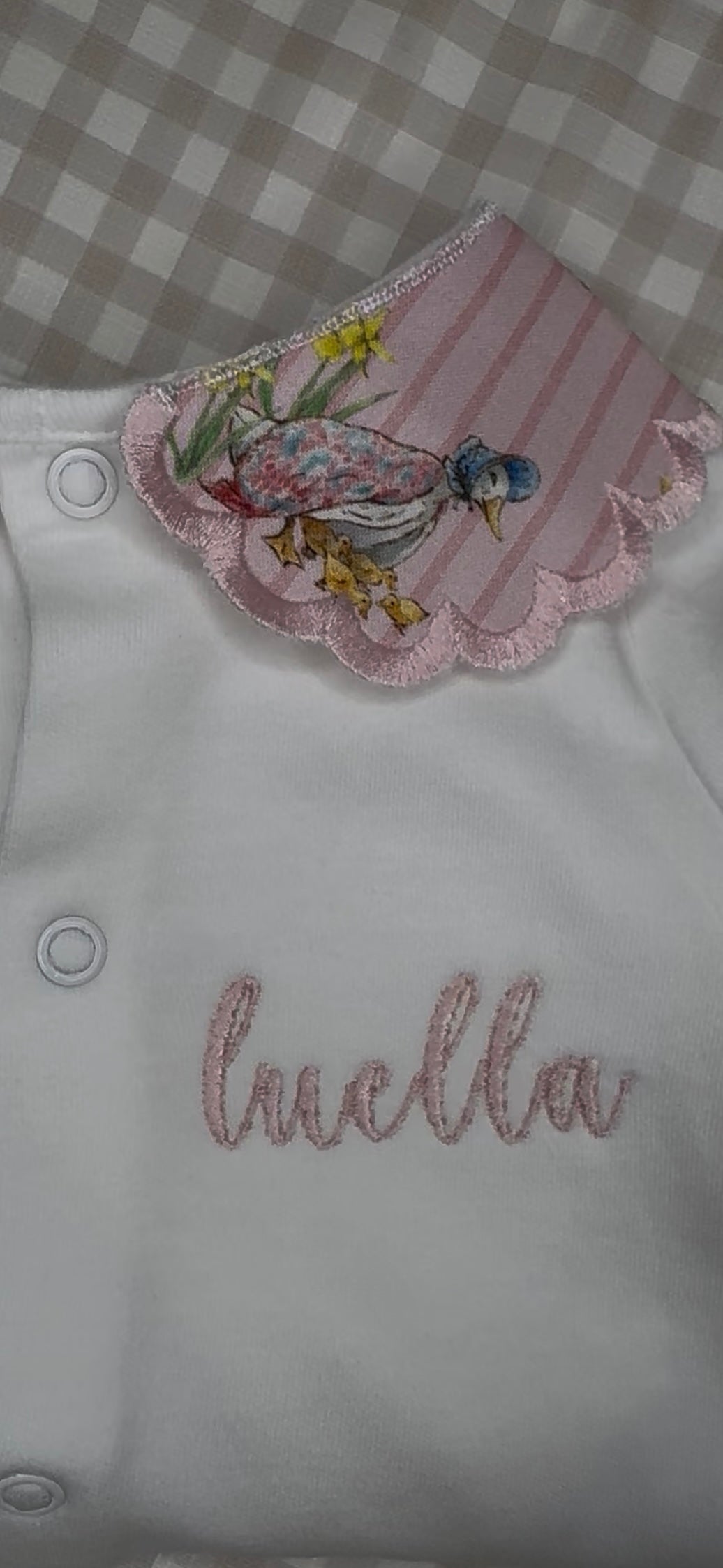 Duck Personalised Sleepsuit Collar
