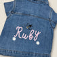Personalised Denim Jacket Heart Pockets