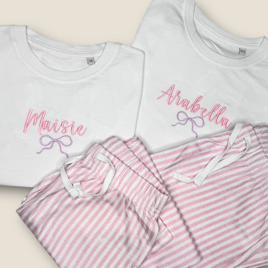 Personalised Sleepover Pink Stripe Pjyamas