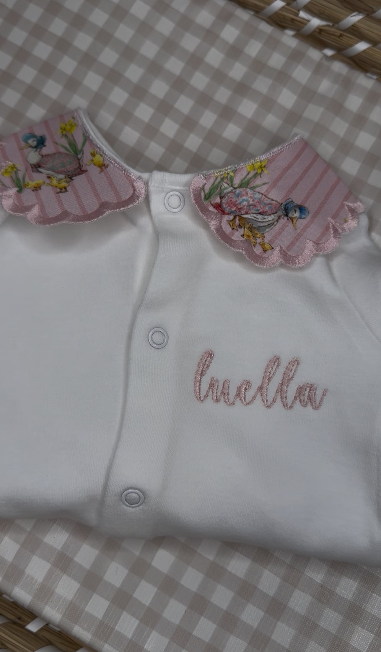 Duck Personalised Sleepsuit Collar