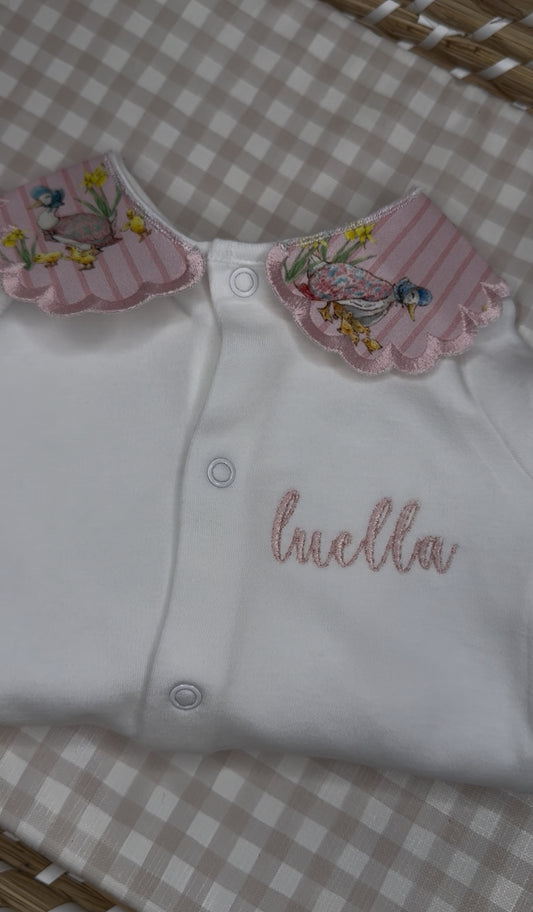 Duck Personalised Sleepsuit Collar