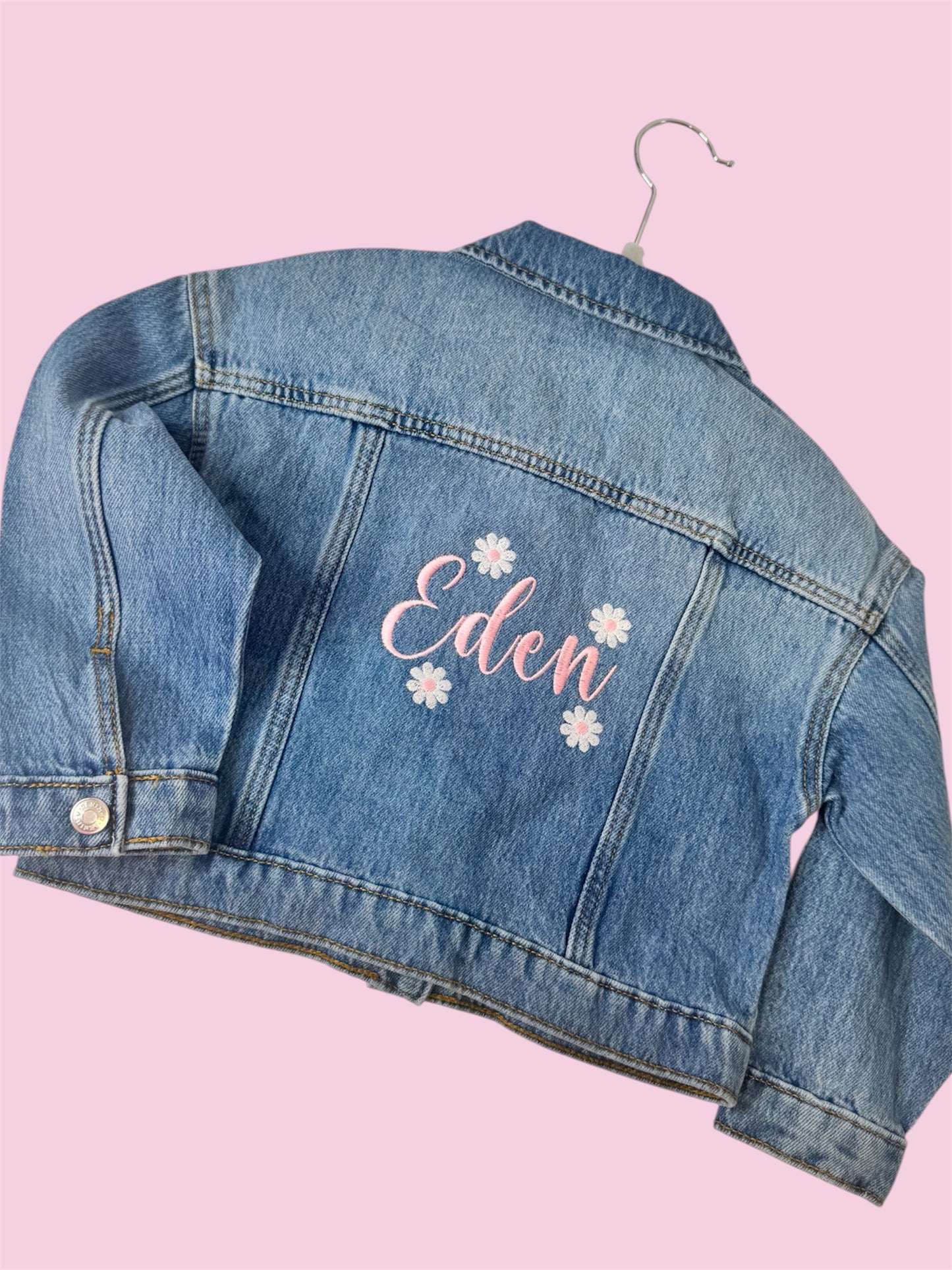 Personalised Denim Jacket Heart Pockets