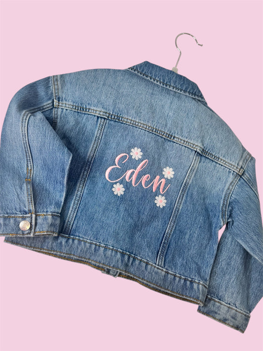 Personalised Denim Jacket Heart Pockets
