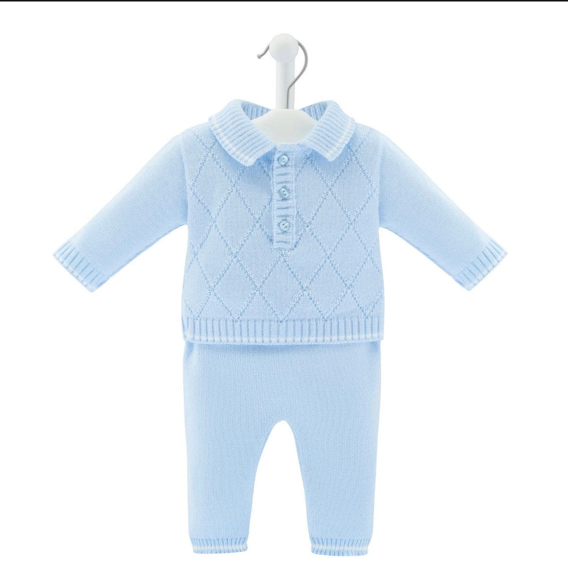 Knitted Blue Diamond Top And Trouser