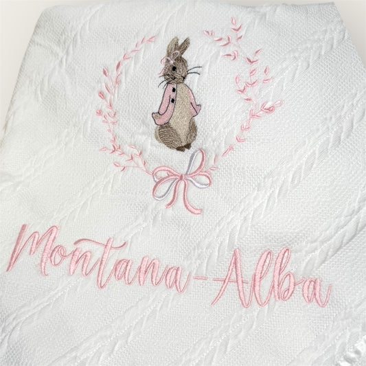 Personalised Bunny Embroidered Blanket