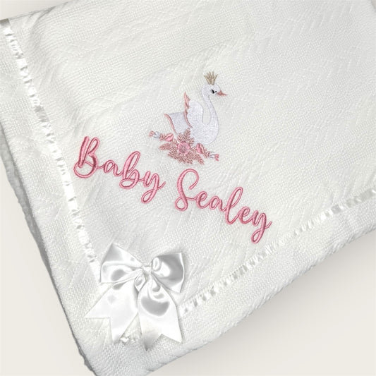 Personalised Swan Embroidered blanket